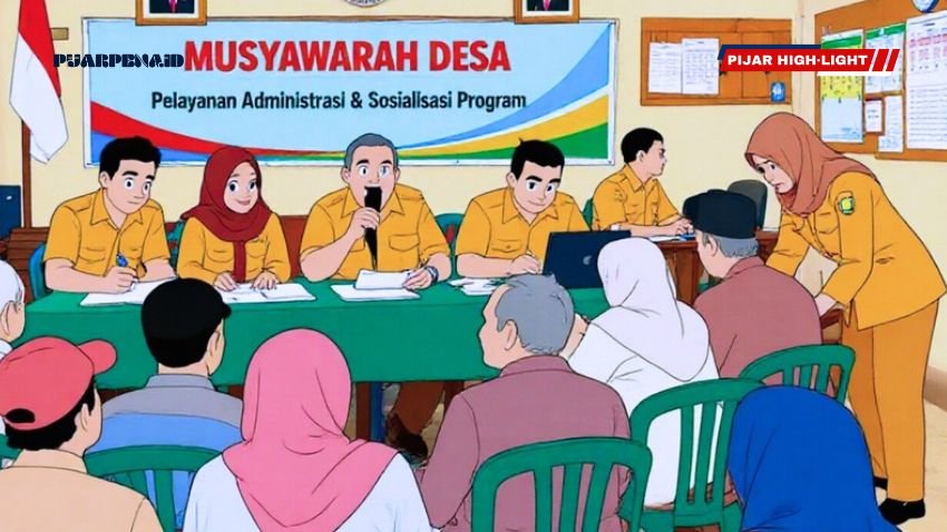 Pertemuan desa dengan peserta aktif.