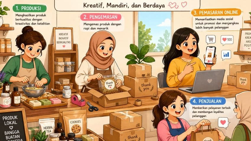Ilustrasi pelaku UMKM wanita..